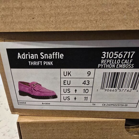 Dr. Martens Adrian Snaffle Repello Emboss Suede Kiltie Loafers Pink MENS SZ 10 - Picture 10 of 16